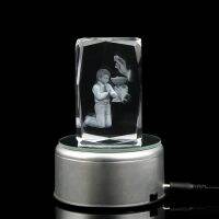 Colorful Crystal Engraving 3D Photo Cube Holy Communion Souvenirs Gifts With Led Light Base