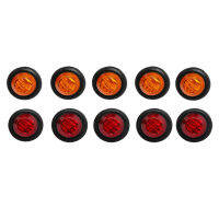 10X 3/4 inch 12V Marker Lights Led Truck Trailer Round Side Light Red