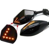 “：{}” 2Pcs Motorcycle Rearview Side Mirrors With LED Turn Signals (Left &amp; Right)