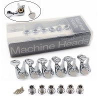 HR-6R Electric Guitar Tuning Pegs Locking Tuners String Button Heads for GOTOH Style Black/Chrome