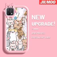 เคส JIUMOO สำหรับ OPPO A15 A35 A15s 4G เคสการ์ตูนน่ารักรูปกระต่ายแมวแฟชันซิลิโคนเคสโทรศัพท์แบบใสเลนส์กล้องถ่ายรูปปิศาจน้อยน่ารักกรอบโปร่งใสกันกระแทกเนื้อนิ่มเคสกันกระแทก