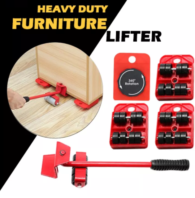 Furniture Mover Set Heavy Duty Furniture Lifter Transport Tool Transport  Lifter Heavy Stuffs Moving Wheel Roller Bar Hand Tools