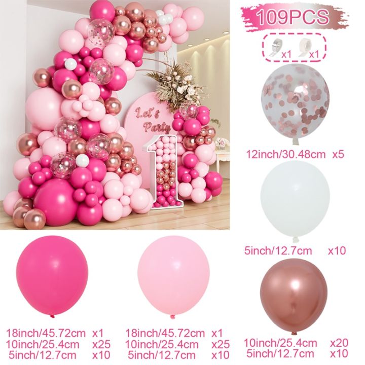 บอลลูนสีชมพู-garland-arch-ชุด-happy-birthday-party-decor-เด็กทารกฝักบัว-globo-งานแต่งงานวันเกิด-ballons-party-supplies-iewo9238