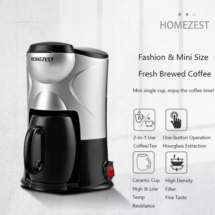 Mini coffee machine single person single cup office small semi automatic portable mini drip American coffee pot espresso machine drip cup coffee machine 300W BW Lazada