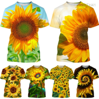 2023 NEW Casual Short Sleeved T-shirt with 3d Sunflower Pattern, Summer Fashion, Harajuku Style, Suitable for Men Size：s-5xl