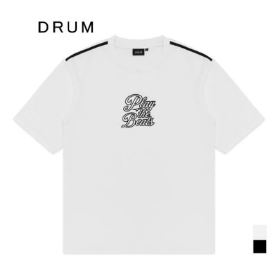 DRUM SELECT Slogan Embroidery Oversized Tee- White/Black