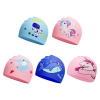 Children Kids Elastic Fabric Cartoon Swimming Cap Swiming Pool Water Sport Protect Ears Hat Swim Bathing Hats Caps Boys Girls Swim Caps