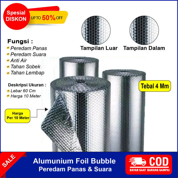 1 Meter Aluminium Foil Bubble Alumunum Foil Bubble Peredam Panas Atap ...