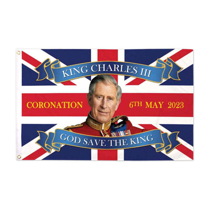 King Charles III Banner Union Jack Garden Flag 5x3 Ft Union Banner Our