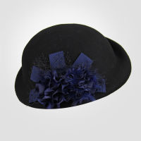 100 Wool Felt Berets Women Autumn And Winter Party Gauze Flower Formal Hat Banquet Grace Woolen Hats