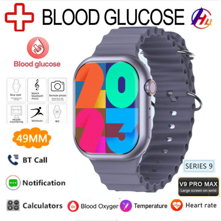 XIAOMI Original NFC Blood Glucose Smart Watch GPS 2.2inch V9 Pro Max Men Thermometer Heart Rate