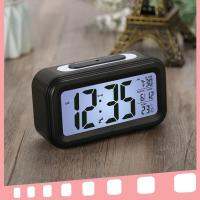 Silent Digital Alarm Clock with Time Temperature Display Night Light(White)