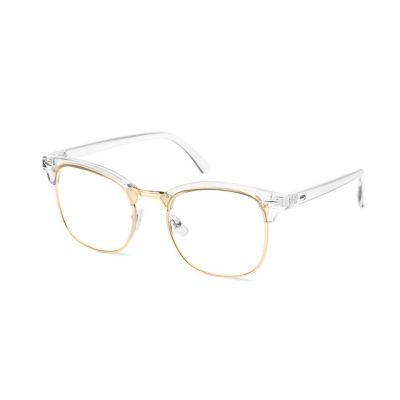 แว่นตาแว่นตามอเตอร์ไซค์แฟชั่นแว่นตาโลหะกรอบสีทองแว่นเลนส์อ่อนป้องกันสีน้ำเงินสำหรับผู้หญิงและผู้ชาย