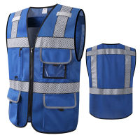 Blue Surveyor S Safety Vest For Men Women Workwear Hi Vis Work Vest With Pockets And Zipper Security Vest