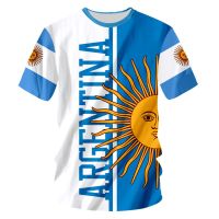 2023 newargentina ธงสัญลักษณ์แห่งชาติ dzirts 3D พิมพ์เสื้อยืดฤดูร้อนเสื้อยืดแฟชั่นเด็กสบายๆชายหญิง U nisex รอบคอ TES