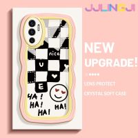 Jlingji เคสสำหรับ VIVO V23E 4G V23E 5G V23 5G S12 5G เคส Y75สีดำสีขาวสี่เหลี่ยมลายคลื่นสี TPU ใสนุ่มขอบเคสมือถือกันกระแทกที่มีความแม่นยำทนต่อการสึกหรอซิลิกาเจลฝาครอบป้องกัน