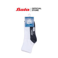 Bata B-First ANTIBACTERIAL ถุงเท้านักเรียน สีขาว พื้นเทา ไม่มีกันลื่น ไซส์ 5-7 แพ็ค 1 คู่ 9531105