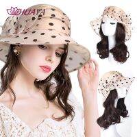 【jw】✼ Women’s Hat Wig Synthetic Short Curly Hair with Dots Cap Extension Resistant False