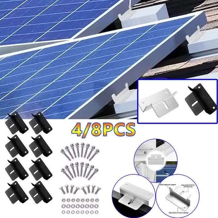 48pcs Z Type Solar Panel Mounting ckets Aluminum Flat Roof Mount Kit ...