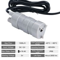 ปั๊มพลาสติกวิศวกรรมปั๊มน้ำแบบจุ่ม DC 12V 1000L ปั๊มปลาวาฬไหลสูง/ชั่วโมง1M อะไหล่ Montagu.