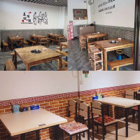 （HOT) สติกเกอร์กระโปรงติดผนังโรงแรมตกแต่งร้านวอลล์เปเปอร์ร้านอาหารแฮมเบอร์เกอร์ผนังผนังอิฐวอลเปเปอร์ติดผนัง