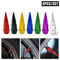 ✠¤✣ 4pcs Aluminum Car Screw Valve Cap Universal Car Tires Rim Valve Solid Stem Nut Wheel Air Caps Color Cover Lug Spiked V3W7