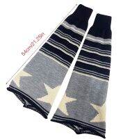 【CW】 Knitted Leg Warmer Gothic Colorblock Striped Star Reversible Foot Covers Flared Knee Socks for