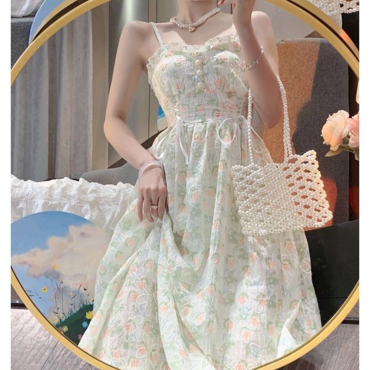 cod-810large-size-womens-wear-royal-sister-style-suspender-dress-set-womens-thin-suns-ผู้หญิงขนาดใหญ่น้องสาวของพระราชลมชุดสายรัดชุดหญิงส่วนบางส่วนครีมกันแดดเสื้อเอวเป็นชิ้นบางๆ