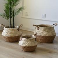 Straw Corn Rope Storage Basket Laundry Basket Sundries Storage Wicker Basket For Plant Flower Pot Floor Bamboo Basket W0846