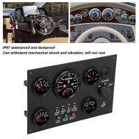 Marine Instrument Panel Stainless Steel Boat Instrument Panel Red Backlit IP67 Waterproof 5 in 1 Oil Level Display Anti Fog Lens 0 To 8000RPM for Engines