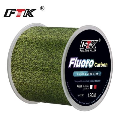 （A Decent035）FTK 120m Fluorocarbon Coating Fishing Line Speckle Invisible 0.14mm 0.50mm 4.13LB 34.32LB Super Strong Spotted