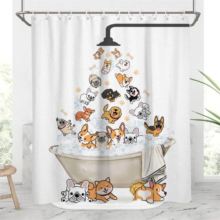 cw-raining-cats-and-dogs-shower-curtain-kids-clouds-raindrops-cartoon-print-fabric