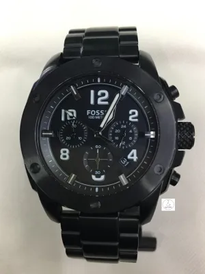 นาฬิกาข้อมือผู้ชายจับเวลา FOSSIL รุ่น FS4927 Chronograph ตัวเรือนและสายนาฬิกาสแตนเลสชุบ PVD สีดำ หน้าปัดสีดำ รับประกันของแท้ 100 %