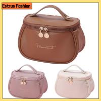 ESTRUS FASHION สำหรับผู้หญิง ที่จัดเก็บเครื่องสำอาง กันน้ำกันน้ำได้ กระเป๋าเครื่องสำอางแต่งหน้า ช่องเปิดกว้าง หนังพียู มีหลายช่อง