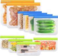 Reusable Food Storage Bags 10 Pack BPA FREE Freezer Bags(2 Gallon Bags 4 Sandwich Bags 4 Food Grade Snack Bags) EXTRA THICK