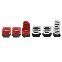 3PCS Car Non-Slip Aluminum Alloy Pedal Pads Manual Gas Pedal Brake Pedal Cover Universal Replacement Accessories Red