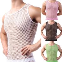 HOT★Fishnet เซ็กซี่ตาข่ายเสื้อโปร่งใส Sleep ชายชุดชั้นในสีเสื้อกั๊กเสื้อเด็กแขนกุดชุดชั้นในชายเสื้อกล้าม