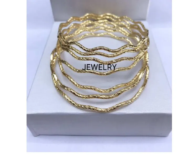 [Fashionista] Stainless Steel Gold Bangles 7 Days Bangles 7-in-1 Set-# ...