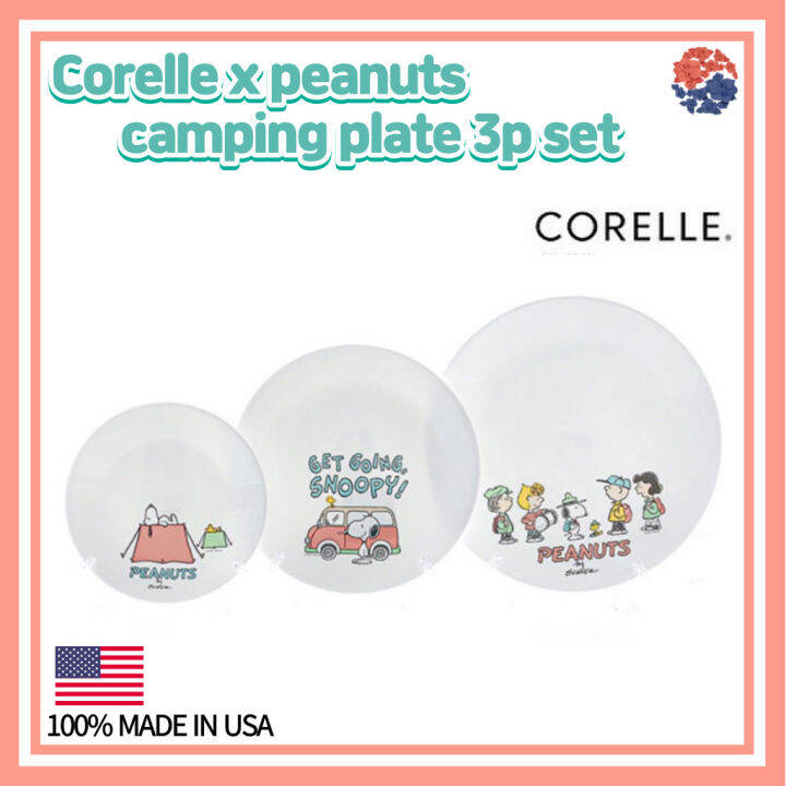 Corelle x Peanuts Camping Plate 3p Set/Corelle USA/Snoopy Plate/Corelle