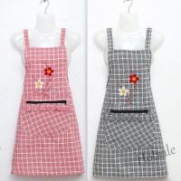 【hot sale】▥ D13 Pure cotton waterproof apron strap kitchen household female fashion female work waiter no sleeve apron