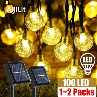 1 2Pack 12M String Light Solar 100 LEDs Fairy Lights Outdoor Garden Wedding Christmas Garland Lamp Waterproof Camping Decor