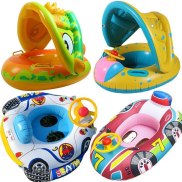 Inflatable Baby Swimming Rings Seat Floating Sun Shade Toddler Swim Circle