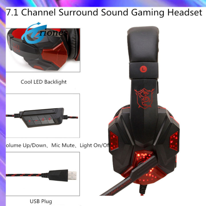 หูฟังสำหรับเล่นเกม-usb5-1หูฟังพับได้ชุดหูฟังที่มีแสงเกมสเตอริโอสำหรับนักเล่นเกม