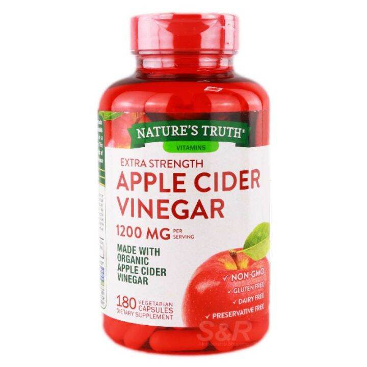Nature's Truth Apple Cider Vinegar Supplement Capsules - 60-count S&R Nature's Truth Vitamins Extra Strength Apple Cider Vinegar 1200mg