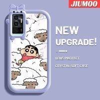 JIUMOO เคสสำหรับ VIVO V23E 4G V23E 5G Y75การ์ตูนดินสอสีแกะน่ารัก Shin-Chan สร้างสรรค์ Little Monster เลนส์กล้องถ่ายรูปซิลิโคนเคสนิ่มใส่โทรศัพท์กันกระแทกแบบใสเคสใสป้องกัน