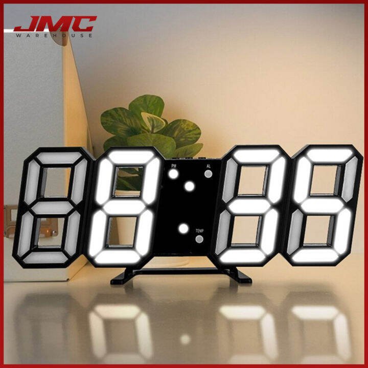 JMC Warehouse 3D LED Wall Clock Modern Digital Alarm Clocks Display ...