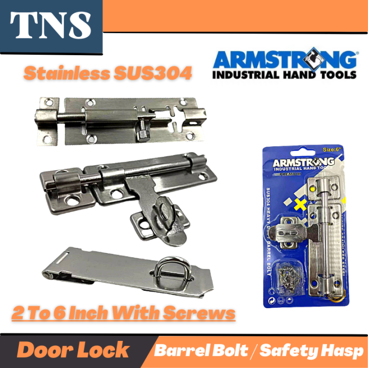 ARMSTRONG Stainless Steel Barrel Bolt Door Lock Heavy Duty Safety Hasp