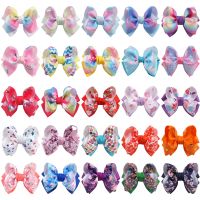 Double Hair Bow Clips for Girls Grosgrain Ribbon Rainbow Hair Bows Clips Large Baby Bows for Hair 4 Inch Craft Bows Hairpins