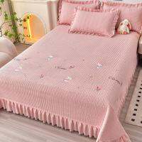 【Ready】? New an-sle double-layer yarn ilted bed -piece set itive and negative double-e bed sgle-piece bed -season ul bed