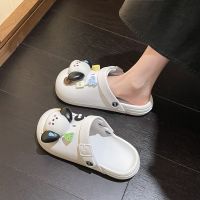 Thick-soled Croc Shoes Womens Summer Outerwear Increased 2023 New Internet Celebrity Beach Puppy Pancake Toe Sandals 【JYUE】